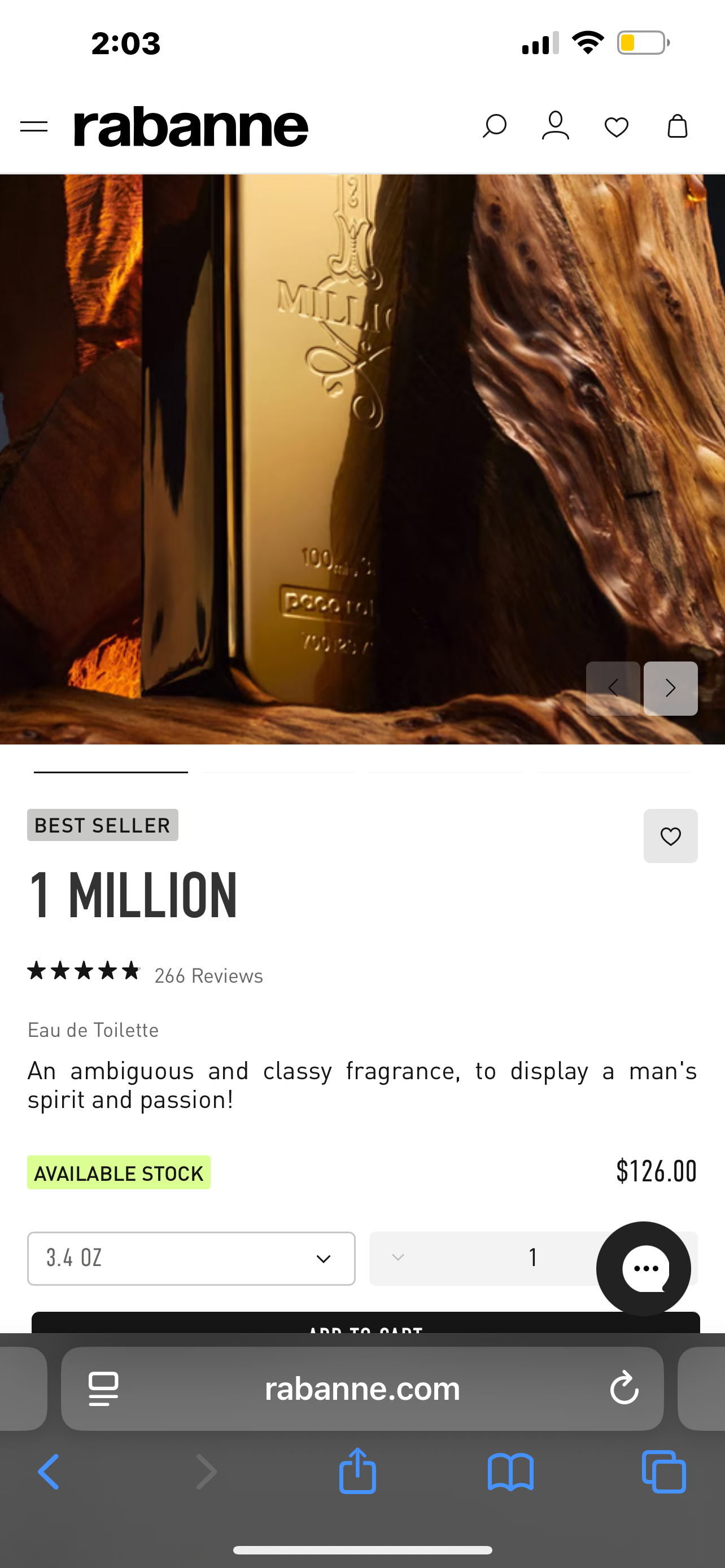 1 MILLÓN parfum rabanne 100ml 3.4 fl oz